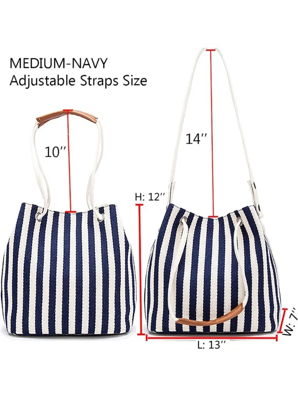 Stylish Striped Canvas Tote Bag with Adjustable Strap | Perfect for Beach